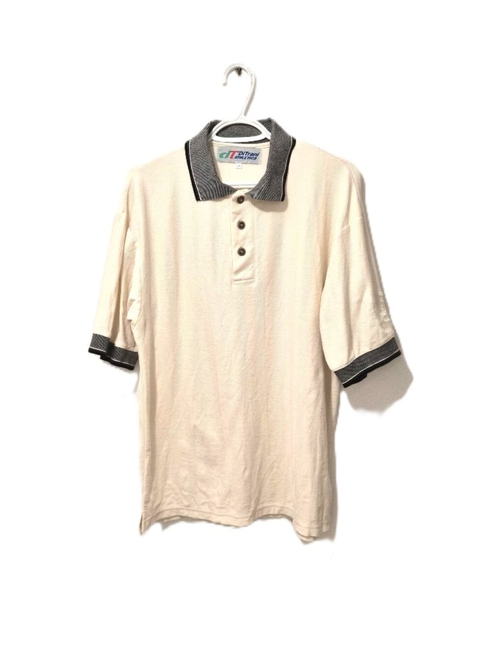 VTG 90s Whisky a Go Go Golf Polo Shirt Cream Herringbone Knit Rock&Roll Groupie